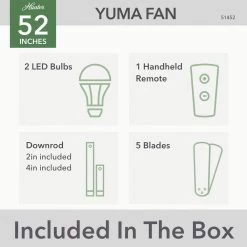 Yuma 52 in. Indoor/Outdoor Matte Black Ceiling Fan with Remote and Light Kit by Hunter -Hunter Sales matte black hunter ceiling fans with lights 51452 c3 1000