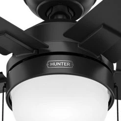 Zeal 44 in. Matte Black Indoor Ceiling Fan with Light Kit by Hunter -Hunter Sales matte black hunter ceiling fans with lights 51455 1f 1000
