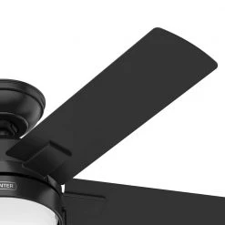 Zeal 44 in. Matte Black Indoor Ceiling Fan with Light Kit by Hunter -Hunter Sales matte black hunter ceiling fans with lights 51455 4f 1000