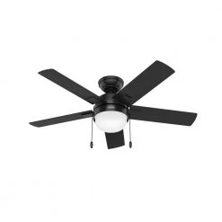 Zeal 44 in. Matte Black Indoor Ceiling Fan with Light Kit by Hunter
