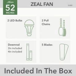Zeal 44 in. Matte Black Indoor Ceiling Fan with Light Kit by Hunter -Hunter Sales matte black hunter ceiling fans with lights 51455 77 1000