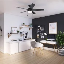 Zeal 52 in. Indoor Matte Black Ceiling Fan with Light Kit by Hunter -Hunter Sales matte black hunter ceiling fans with lights 51465 40 1000