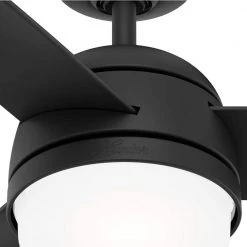 Midtown 48 in. Indoor Matte Black Ceiling Fan with Light Kit and Remote by Hunter -Hunter Sales matte black hunter ceiling fans with lights 51472 1f 1000