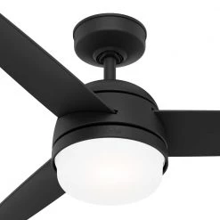 Midtown 48 in. Indoor Matte Black Ceiling Fan with Light Kit and Remote by Hunter -Hunter Sales matte black hunter ceiling fans with lights 51472 44 1000