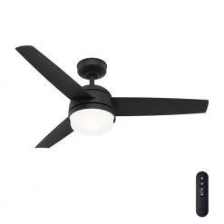 Midtown 48 in. Indoor Matte Black Ceiling Fan with Light Kit and Remote by Hunter