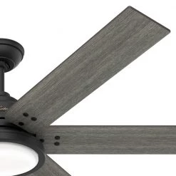 Warrant 60 in. Integrated LED Indoor Matte Black Ceiling Fan with Light Kit and Wall Switch by Hunter -Hunter Sales matte black hunter ceiling fans with lights 51474 1d 1000