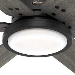 Warrant 60 in. Integrated LED Indoor Matte Black Ceiling Fan with Light Kit and Wall Switch by Hunter -Hunter Sales matte black hunter ceiling fans with lights 51474 1f 1000