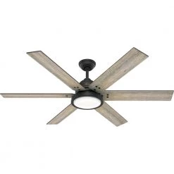 Warrant 60 in. Integrated LED Indoor Matte Black Ceiling Fan with Light Kit and Wall Switch by Hunter -Hunter Sales matte black hunter ceiling fans with lights 51474 31 1000