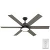 Warrant 60 in. Integrated LED Indoor Matte Black Ceiling Fan with Light Kit and Wall Switch by Hunter -Hunter Sales matte black hunter ceiling fans with lights 51474 64 1000