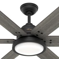 Warrant 60 in. Integrated LED Indoor Matte Black Ceiling Fan with Light Kit and Wall Switch by Hunter -Hunter Sales matte black hunter ceiling fans with lights 51474 76 1000