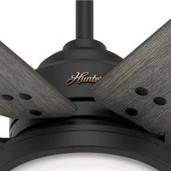 Warrant 60 in. Integrated LED Indoor Matte Black Ceiling Fan with Light Kit and Wall Switch by Hunter -Hunter Sales matte black hunter ceiling fans with lights 51474 fa 1000