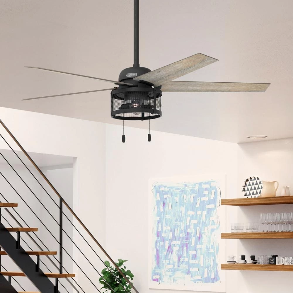Belvedere 52 in. Indoor Matte Black Ceiling Fan with Light Kit by Hunter 4 Belvedere 52 in. Indoor Matte Black Ceiling Fan with Light Kit by Hunter - Image 2