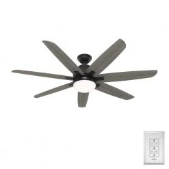 Wilder 60 in. Indoor Matte Black Ceiling Fan with Remote Control and Light Kit by Hunter