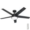 Lykke 52 in. Indoor Matte Black Ceiling Fan with Light Kit and Remote by Hunter -Hunter Sales matte black hunter ceiling fans with lights 51570 64 1000
