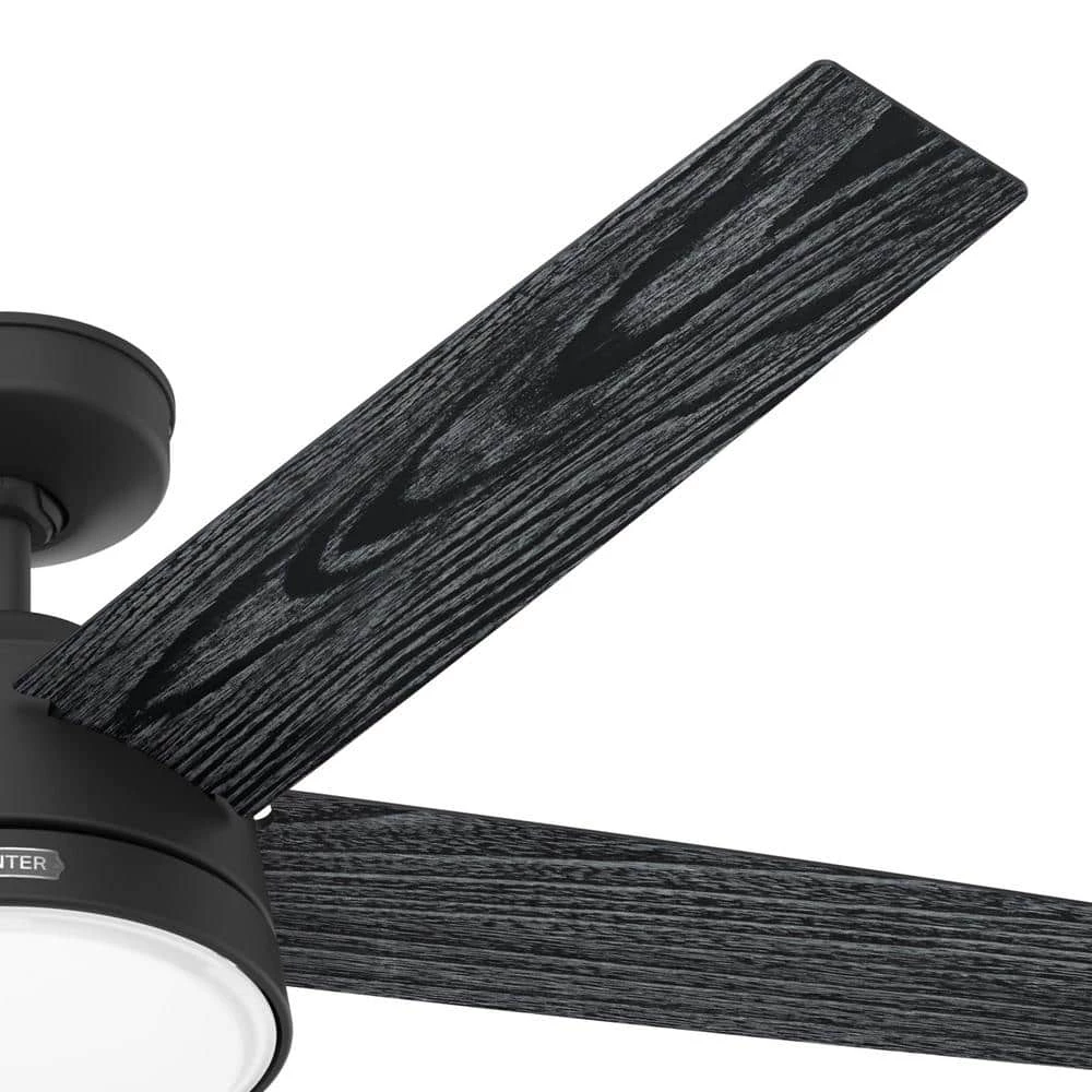 Lykke 52 in. Indoor Matte Black Ceiling Fan with Light Kit and Remote by Hunter 9 Lykke 52 in. Indoor Matte Black Ceiling Fan with Light Kit and Remote by Hunter - Image 7