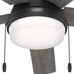 Locke 52 in. Indoor Matte Black Ceiling Fan with Light Kit by Hunter -Hunter Sales matte black hunter ceiling fans with lights 51712 1d 1000