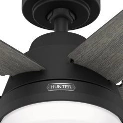 Locke 52 in. Indoor Matte Black Ceiling Fan with Light Kit by Hunter -Hunter Sales matte black hunter ceiling fans with lights 51712 1f 1000