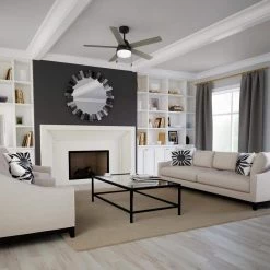 Locke 52 in. Indoor Matte Black Ceiling Fan with Light Kit by Hunter -Hunter Sales matte black hunter ceiling fans with lights 51712 e1 1000