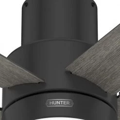 Irvine 52 in. Indoor Matte Black Ceiling Fan with Remote and Light Kit by Hunter -Hunter Sales matte black hunter ceiling fans with lights 51716 44 1000