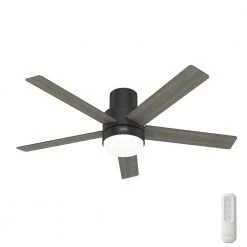 Irvine 52 in. Indoor Matte Black Ceiling Fan with Remote and Light Kit by Hunter