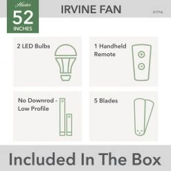 Irvine 52 in. Indoor Matte Black Ceiling Fan with Remote and Light Kit by Hunter -Hunter Sales matte black hunter ceiling fans with lights 51716 c3 1000