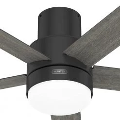 Irvine 52 in. Indoor Matte Black Ceiling Fan with Remote and Light Kit by Hunter -Hunter Sales matte black hunter ceiling fans with lights 51716 fa 1000