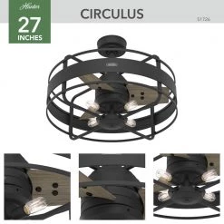 Circulus 27 in. Indoor Matte Black Ceiling Fan with Remote and Light Kit by Hunter -Hunter Sales matte black hunter ceiling fans with lights 51726 1d 1000