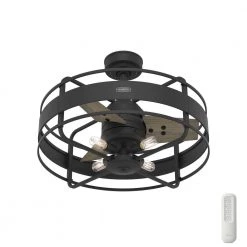 Circulus 27 in. Indoor Matte Black Ceiling Fan with Remote and Light Kit by Hunter