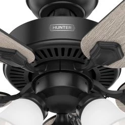Swanson 52 in. Indoor Matte Black Ceiling Fan with Light Kit by Hunter -Hunter Sales matte black hunter ceiling fans with lights 51737 44 1000