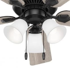 Swanson 52 in. Indoor Matte Black Ceiling Fan with Light Kit by Hunter -Hunter Sales matte black hunter ceiling fans with lights 51737 66 1000
