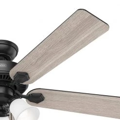 Swanson 52 in. Indoor Matte Black Ceiling Fan with Light Kit by Hunter -Hunter Sales matte black hunter ceiling fans with lights 51737 77 1000