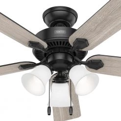 Swanson 52 in. Indoor Matte Black Ceiling Fan with Light Kit by Hunter -Hunter Sales matte black hunter ceiling fans with lights 51737 d4 1000