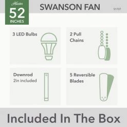 Swanson 52 in. Indoor Matte Black Ceiling Fan with Light Kit by Hunter -Hunter Sales matte black hunter ceiling fans with lights 51737 fa 1000