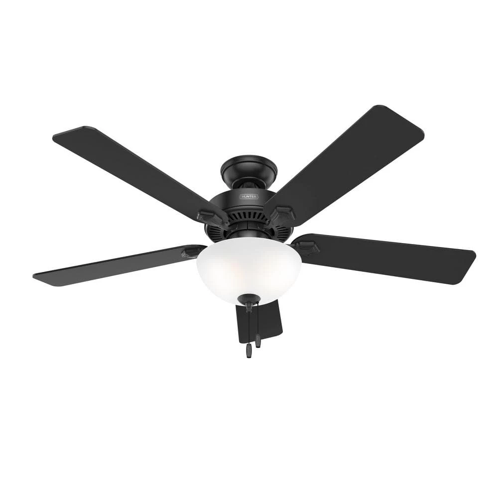 Swanson 52 in. Indoor Matte Black Ceiling Fan with Light Kit by Hunter 11 Swanson 52 in. Indoor Matte Black Ceiling Fan with Light Kit by Hunter - Image 9