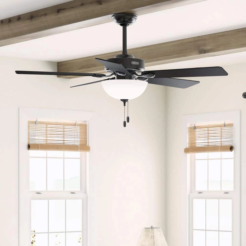 Swanson 52 in. Indoor Matte Black Ceiling Fan with Light Kit by Hunter 4 Swanson 52 in. Indoor Matte Black Ceiling Fan with Light Kit by Hunter - Image 2