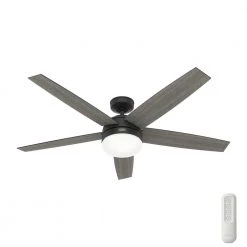 Orchestra 60 in. Indoor Matte Black Ceiling Fan with Remote and Light Kit by Hunter
