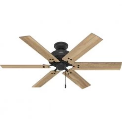 Hilmouth 52 in. Indoor Matte Black Ceiling Fan with Light by Hunter -Hunter Sales matte black hunter ceiling fans with lights 51891 1f 1000