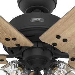 Hilmouth 52 in. Indoor Matte Black Ceiling Fan with Light by Hunter -Hunter Sales matte black hunter ceiling fans with lights 51891 31 1000