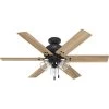 Hilmouth 52 in. Indoor Matte Black Ceiling Fan with Light by Hunter -Hunter Sales matte black hunter ceiling fans with lights 51891 64 1000