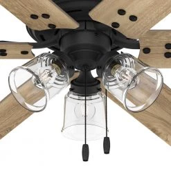 Hilmouth 52 in. Indoor Matte Black Ceiling Fan with Light by Hunter -Hunter Sales matte black hunter ceiling fans with lights 51891 66 1000