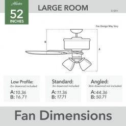 Hilmouth 52 in. Indoor Matte Black Ceiling Fan with Light by Hunter -Hunter Sales matte black hunter ceiling fans with lights 51891 76 1000