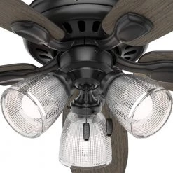 Highbury II 52 in. LED Indoor Matte Black Ceiling Fan with Light Kit by Hunter -Hunter Sales matte black hunter ceiling fans with lights 52028 40 1000