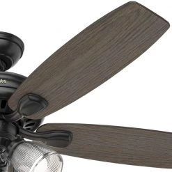 Highbury II 52 in. LED Indoor Matte Black Ceiling Fan with Light Kit by Hunter -Hunter Sales matte black hunter ceiling fans with lights 52028 a0 1000