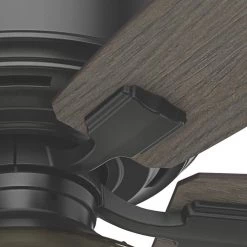 Bennett 52 in. LED Low Profile Matte Black Indoor Ceiling Fan With Globe Light Kit and Handheld Remote Control by Hunter -Hunter Sales matte black hunter ceiling fans with lights 53393 1f 1000