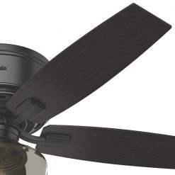 Bennett 52 in. LED Low Profile Matte Black Indoor Ceiling Fan With Globe Light Kit and Handheld Remote Control by Hunter -Hunter Sales matte black hunter ceiling fans with lights 53393 4f 1000