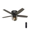 Bennett 52 in. LED Low Profile Matte Black Indoor Ceiling Fan With Globe Light Kit and Handheld Remote Control by Hunter