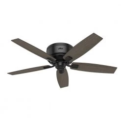 Bennett 52 in. LED Low Profile Matte Black Indoor Ceiling Fan With Globe Light Kit and Handheld Remote Control by Hunter -Hunter Sales matte black hunter ceiling fans with lights 53393 66 1000