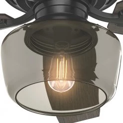 Bennett 52 in. LED Low Profile Matte Black Indoor Ceiling Fan With Globe Light Kit and Handheld Remote Control by Hunter -Hunter Sales matte black hunter ceiling fans with lights 53393 a0 1000