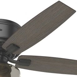 Bennett 52 in. LED Low Profile Matte Black Indoor Ceiling Fan With Globe Light Kit and Handheld Remote Control by Hunter -Hunter Sales matte black hunter ceiling fans with lights 53393 c3 1000