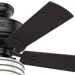Cedar Key 44 in. Indoor/Outdoor Matte Black Ceiling Fan with Light Kit and Handheld Remote Control by Hunter -Hunter Sales matte black hunter ceiling fans with lights 54149 1f 1000